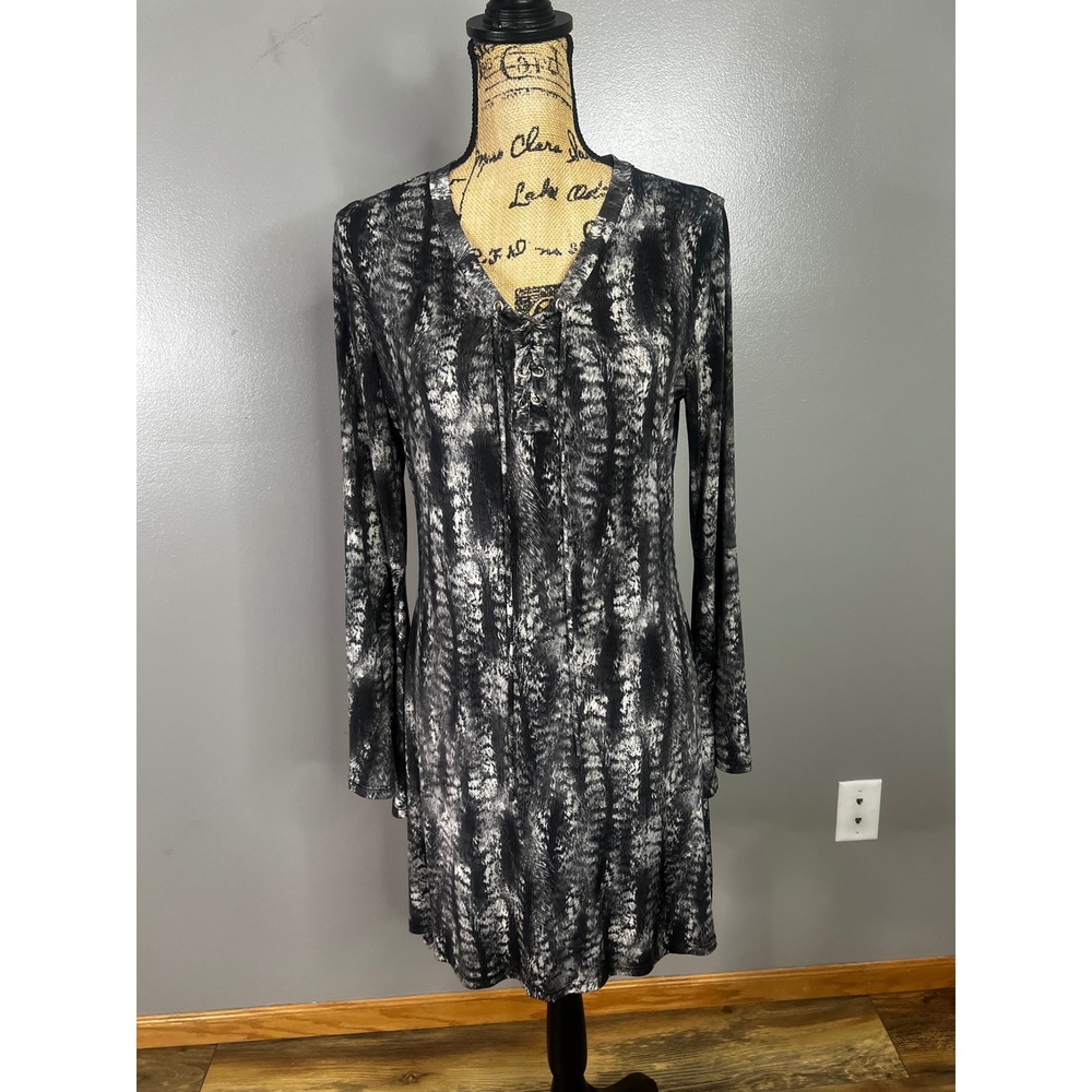 Vintage Ariella animal print long sleeve mini dress large mob wife whimsical